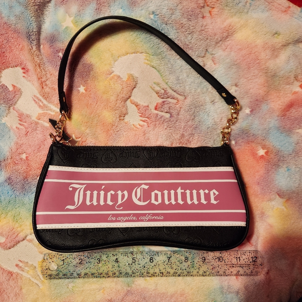 Juicy Couture Fashionista Black and Pink Logo Shoulder Bag